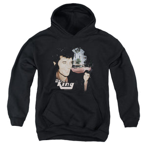 AN OFFCIALLY LICENSED ELVIS PRESLEY HOME SWEET HOME YOUTH HOODIE BLACK