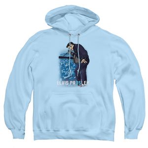 AN OFFCIALLY LICENSED ELVIS PRESLEY 35TH ANNIVERSARY 3 ADULT UNISEX PULLOVER HOODIE LIGHT BLUE