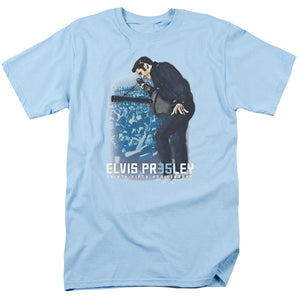 AN OFFCIALLY LICENSED ELVIS PRESLEY 35TH ANNIVERSARY 3 MEN'S REGULAR FIT T-SHIRT LIGHT BLUE