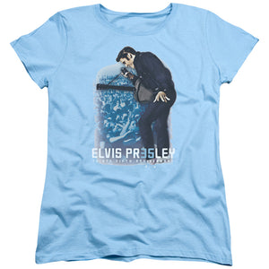 AN OFFCIALLY LICENSED ELVIS PRESLEY 35TH ANNIVERSARY 3 WOMEN'S REGULAR FIT T-SHIRT LIGHT BLUE