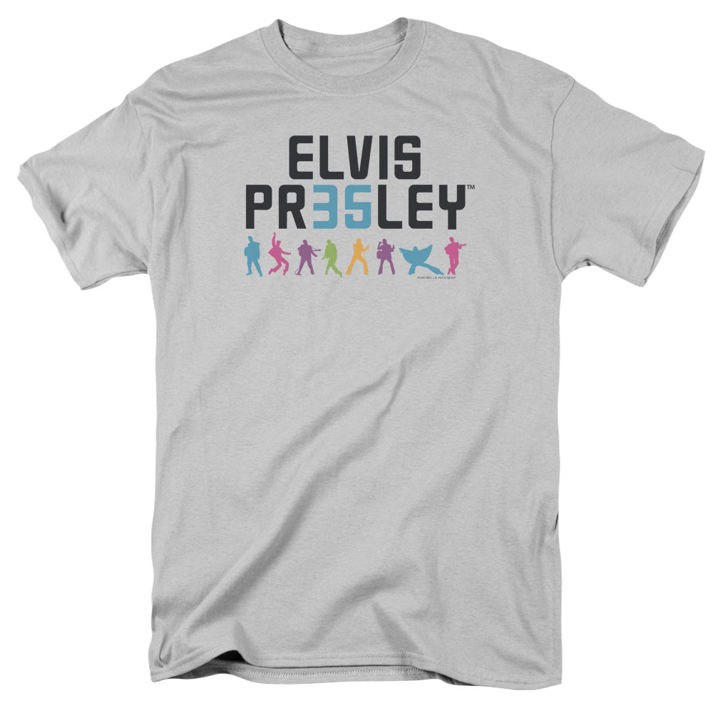 AN OFFCIALLY LICENSED ELVIS PRESLEY 35 MEN'S REGULAR FIT T-SHIRT SILVER