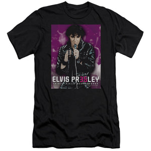 AN OFFCIALLY LICENSED ELVIS PRESLEY 35 LEATHER MEN'S PREMIUM SLIM FIT T-SHIRT BLACK