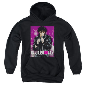 AN OFFCIALLY LICENSED ELVIS PRESLEY 35 LEATHER YOUTH HOODIE BLACK
