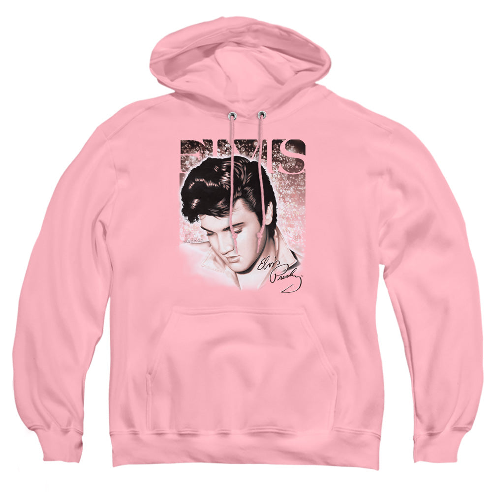 AN OFFCIALLY LICENSED ELVIS PRESLEY STAR LIGHT ADULT UNISEX PULLOVER HOODIE PINK