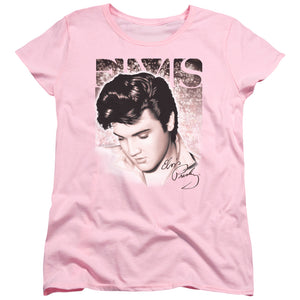 AN OFFCIALLY LICENSED ELVIS PRESLEY STAR LIGHT WOMEN'S REGULAR FIT T-SHIRT PINK