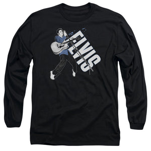 AN OFFCIALLY LICENSED ELVIS PRESLEY ON HIS TOES MEN'S LONG SLEEVE T-SHIRT BLACK