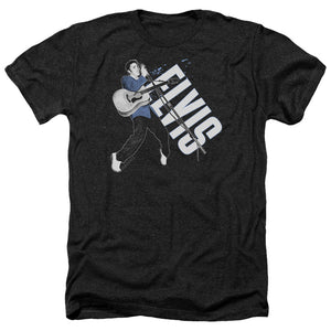 AN OFFCIALLY LICENSED ELVIS PRESLEY ON HIS TOES MEN'S HEATHER T-SHIRT CHARCOAL