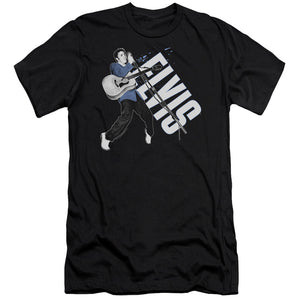 AN OFFCIALLY LICENSED ELVIS PRESLEY ON HIS TOES MEN'S PREMIUM SLIM FIT T-SHIRT BLACK