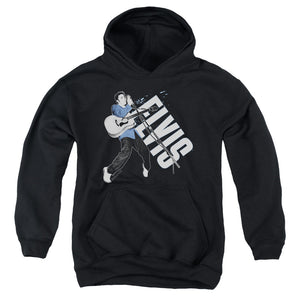 AN OFFCIALLY LICENSED ELVIS PRESLEY ON HIS TOES YOUTH HOODIE BLACK