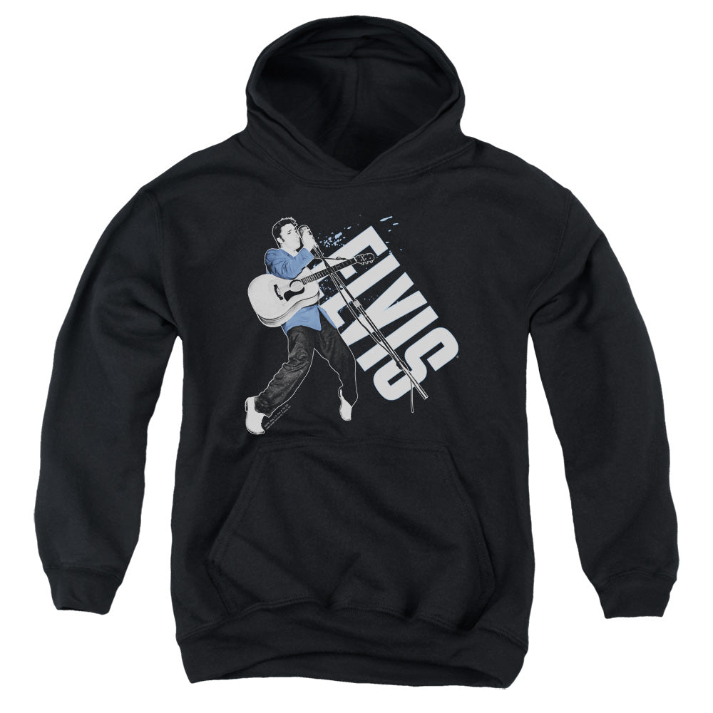 AN OFFCIALLY LICENSED ELVIS PRESLEY ON HIS TOES YOUTH HOODIE BLACK