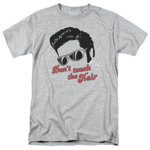 AN OFFCIALLY LICENSED ELVIS PRESLEY DONT TOUCH THE HAIR 2 MEN'S REGULAR FIT T-SHIRT ATHLETIC HEATHER