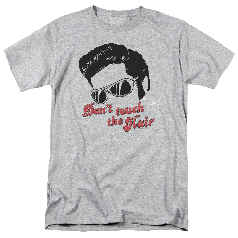 AN OFFCIALLY LICENSED ELVIS PRESLEY DONT TOUCH THE HAIR 2 MEN'S REGULAR FIT T-SHIRT ATHLETIC HEATHER