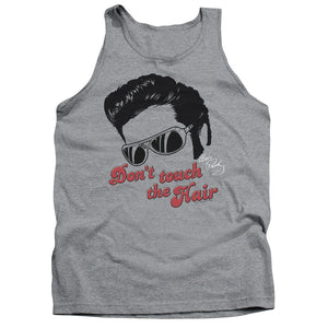 AN OFFCIALLY LICENSED ELVIS PRESLEY DONT TOUCH THE HAIR 2 ADULT UNISEX TANK TOP ATHLETIC HEATHER