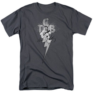 AN OFFCIALLY LICENSED ELVIS PRESLEY TCB ORNATE MEN'S REGULAR FIT T-SHIRT CHARCOAL