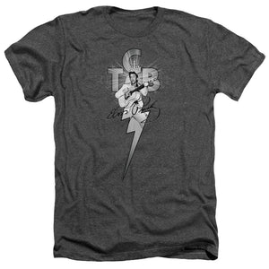 AN OFFCIALLY LICENSED ELVIS PRESLEY TCB ORNATE MEN'S HEATHER T-SHIRT CHARCOAL
