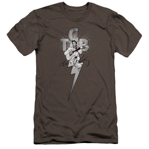 AN OFFCIALLY LICENSED ELVIS PRESLEY TCB ORNATE MEN'S PREMIUM SLIM FIT T-SHIRT CHARCOAL