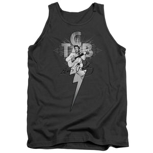 AN OFFCIALLY LICENSED ELVIS PRESLEY TCB ORNATE ADULT UNISEX TANK TOP CHARCOAL