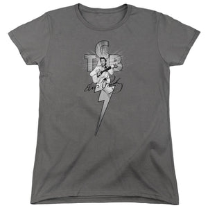 AN OFFCIALLY LICENSED ELVIS PRESLEY TCB ORNATE WOMEN'S REGULAR FIT T-SHIRT CHARCOAL