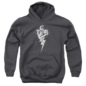 AN OFFCIALLY LICENSED ELVIS PRESLEY TCB ORNATE YOUTH HOODIE CHARCOAL