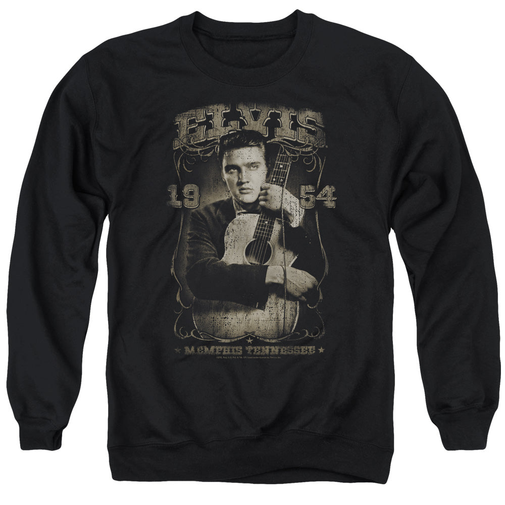 AN OFFCIALLY LICENSED ELVIS PRESLEY 1954 ADULT UNISEX CREWNECK SWEATSHIRT BLACK