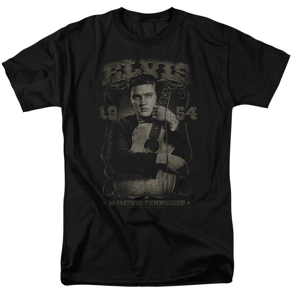 AN OFFCIALLY LICENSED ELVIS PRESLEY 1954 MEN'S REGULAR FIT T-SHIRT BLACK