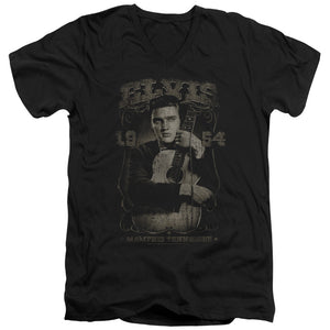 AN OFFCIALLY LICENSED ELVIS PRESLEY 1954 MEN'S V-NECK T-SHIRT BLACK