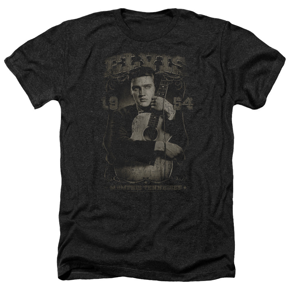 AN OFFCIALLY LICENSED ELVIS PRESLEY 1954 MEN'S HEATHER T-SHIRT CHARCOAL