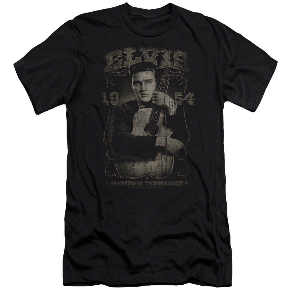 AN OFFCIALLY LICENSED ELVIS PRESLEY 1954 MEN'S PREMIUM SLIM FIT T-SHIRT BLACK