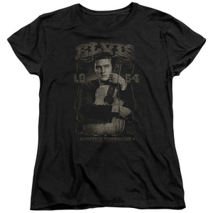 AN OFFCIALLY LICENSED ELVIS PRESLEY 1954 WOMEN'S REGULAR FIT T-SHIRT BLACK