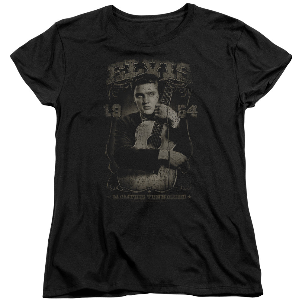 AN OFFCIALLY LICENSED ELVIS PRESLEY 1954 WOMEN'S REGULAR FIT T-SHIRT BLACK