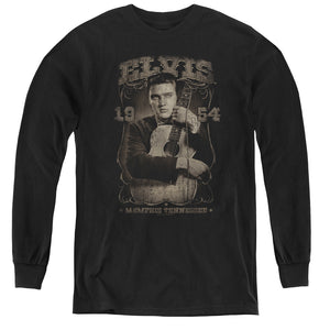 AN OFFCIALLY LICENSED ELVIS PRESLEY 1954 YOUTH LONG SLEEVE T-SHIRT BLACK