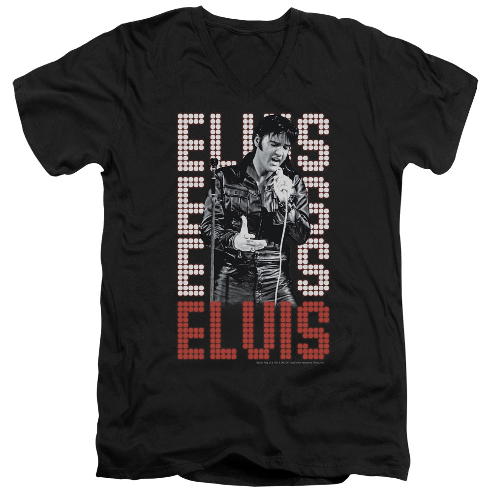 AN OFFCIALLY LICENSED ELVIS PRESLEY 1968 MEN'S V-NECK T-SHIRT BLACK