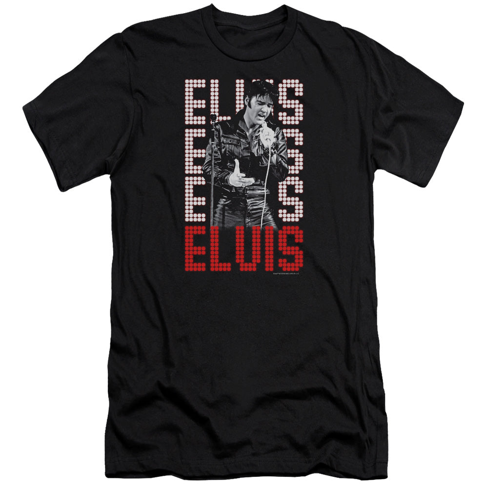 AN OFFCIALLY LICENSED ELVIS PRESLEY 1968 MEN'S PREMIUM SLIM FIT T-SHIRT BLACK