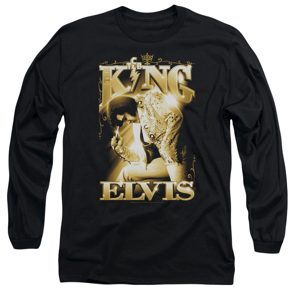 AN OFFCIALLY LICENSED ELVIS PRESLEY THE KING MEN'S LONG SLEEVE T-SHIRT BLACK
