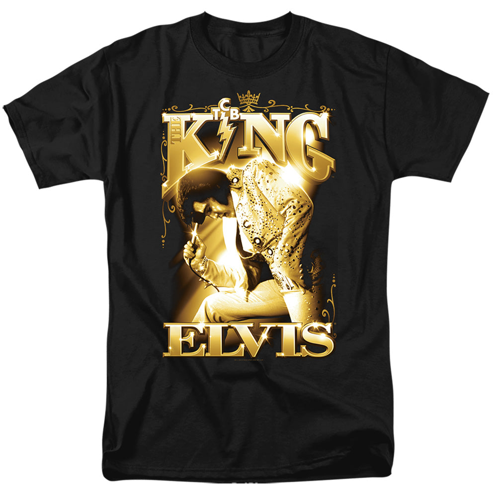 AN OFFCIALLY LICENSED ELVIS PRESLEY THE KING MEN'S REGULAR FIT T-SHIRT BLACK