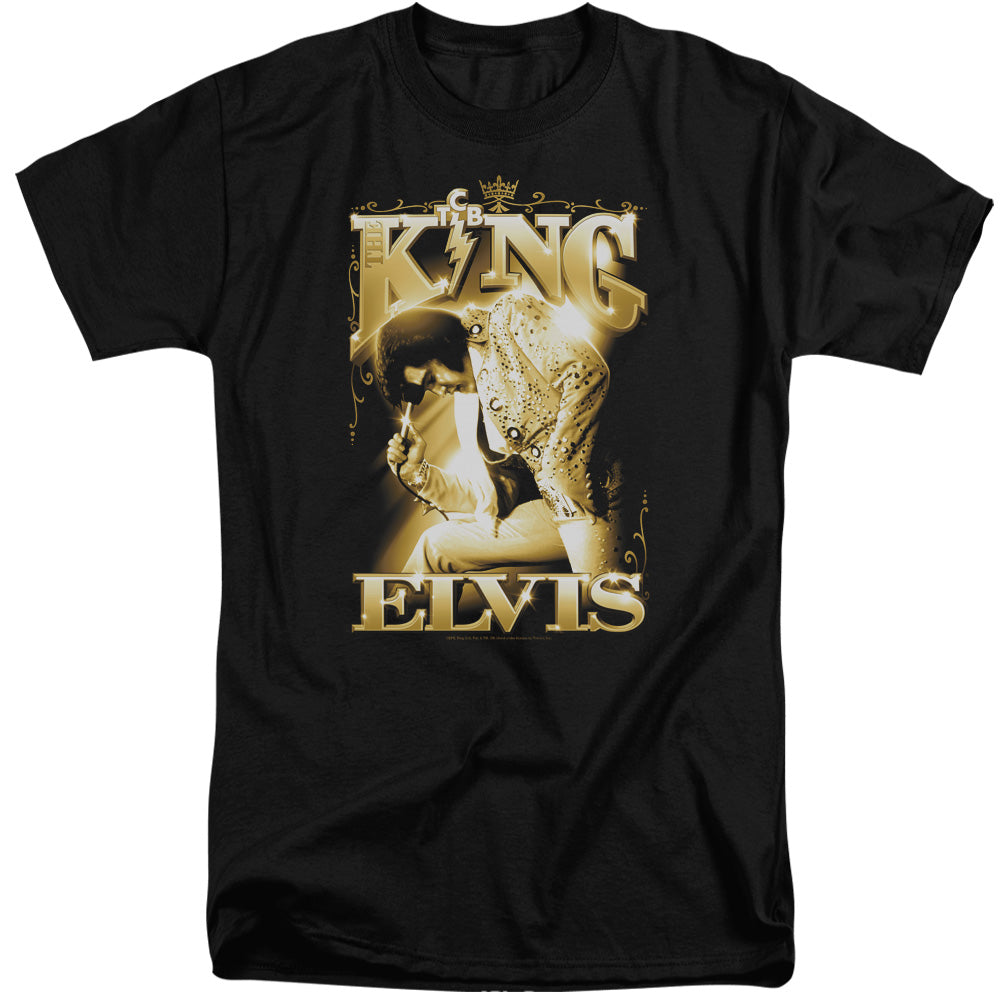 AN OFFCIALLY LICENSED ELVIS PRESLEY THE KING MEN'S TALL FIT T-SHIRT BLACK
