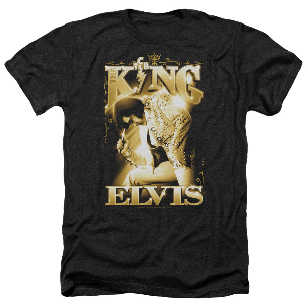 AN OFFCIALLY LICENSED ELVIS PRESLEY THE KING MEN'S HEATHER T-SHIRT CHARCOAL
