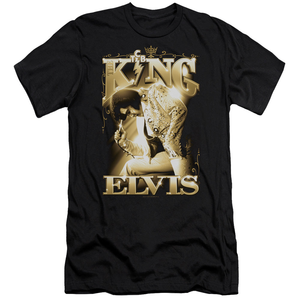 AN OFFCIALLY LICENSED ELVIS PRESLEY THE KING MEN'S PREMIUM SLIM FIT T-SHIRT BLACK