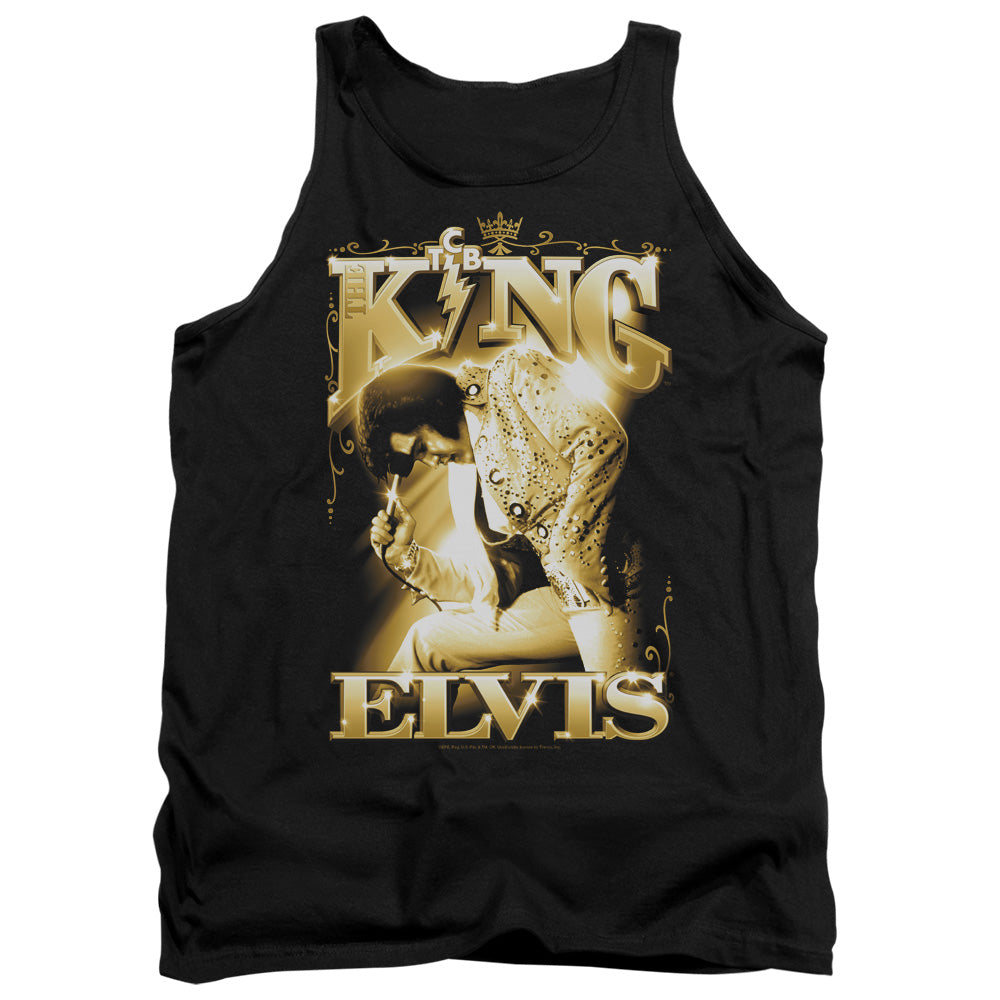 AN OFFCIALLY LICENSED ELVIS PRESLEY THE KING ADULT UNISEX TANK TOP BLACK