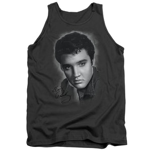 AN OFFCIALLY LICENSED ELVIS PRESLEY GREY PORTRAIT ADULT UNISEX TANK TOP CHARCOAL