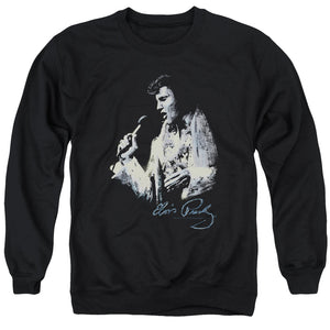 AN OFFCIALLY LICENSED ELVIS PRESLEY PAINTED KING ADULT UNISEX CREWNECK SWEATSHIRT BLACK