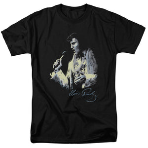AN OFFCIALLY LICENSED ELVIS PRESLEY PAINTED KING MEN'S REGULAR FIT T-SHIRT BLACK