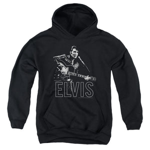 AN OFFCIALLY LICENSED ELVIS PRESLEY GUITAR IN HAND YOUTH HOODIE BLACK