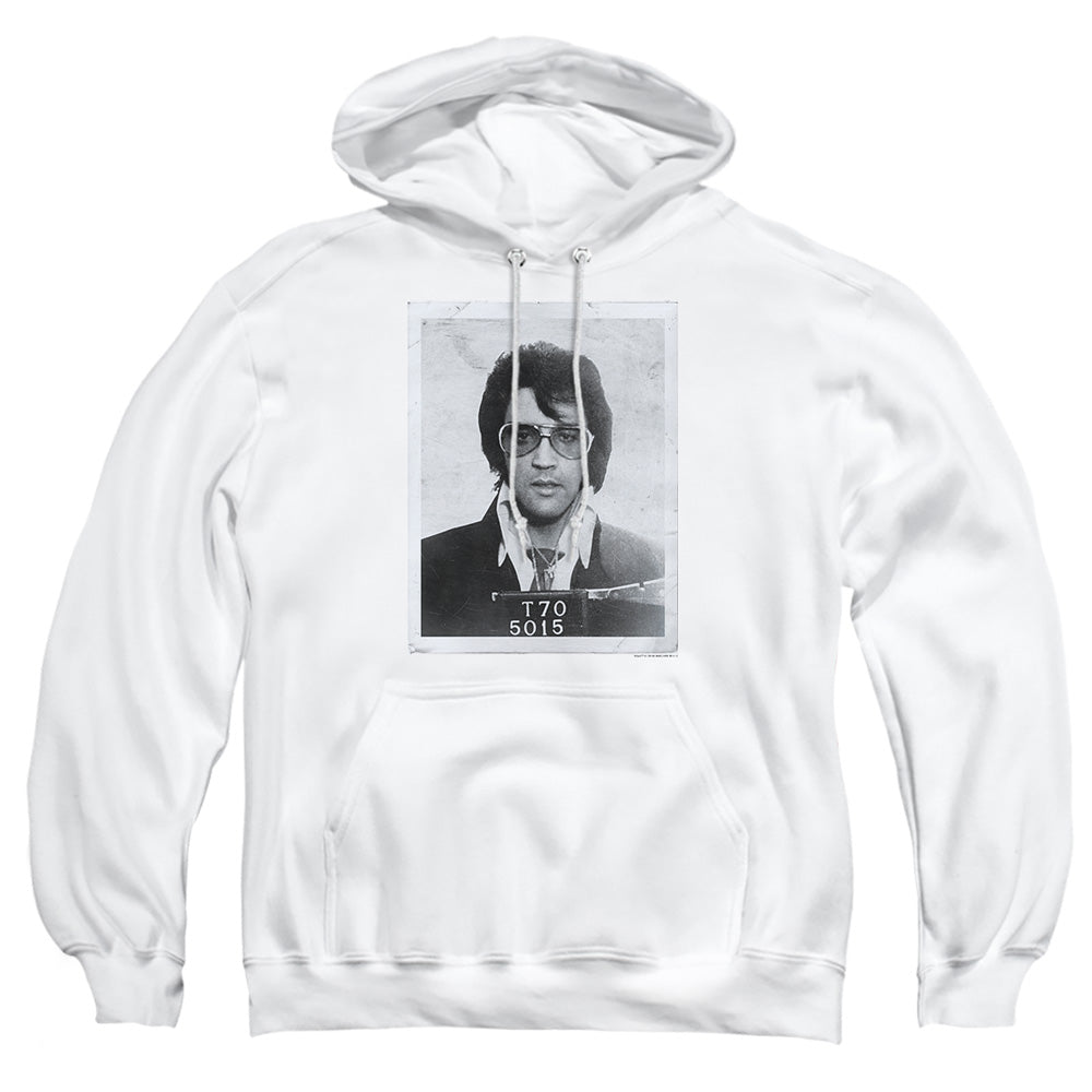 AN OFFCIALLY LICENSED ELVIS PRESLEY FRAMED ADULT UNISEX PULLOVER HOODIE WHITE