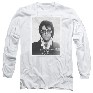 AN OFFCIALLY LICENSED ELVIS PRESLEY FRAMED MEN'S LONG SLEEVE T-SHIRT WHITE