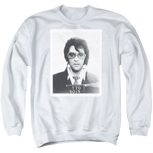 AN OFFCIALLY LICENSED ELVIS PRESLEY FRAMED ADULT UNISEX CREWNECK SWEATSHIRT WHITE