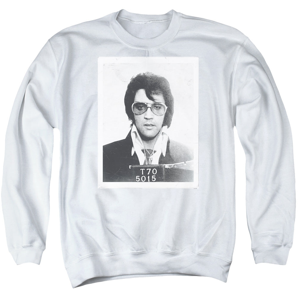 AN OFFCIALLY LICENSED ELVIS PRESLEY FRAMED ADULT UNISEX CREWNECK SWEATSHIRT WHITE