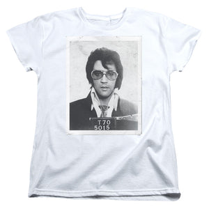 AN OFFCIALLY LICENSED ELVIS PRESLEY FRAMED WOMEN'S REGULAR FIT T-SHIRT WHITE