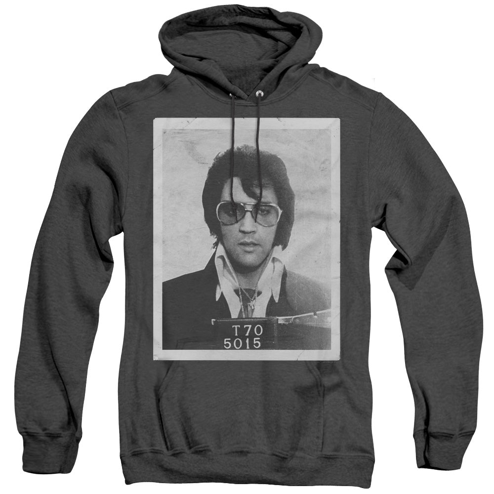 AN OFFCIALLY LICENSED ELVIS PRESLEY FRAMED ADULT UNISEX HEATHER PULLOVER HOODIE BLACK