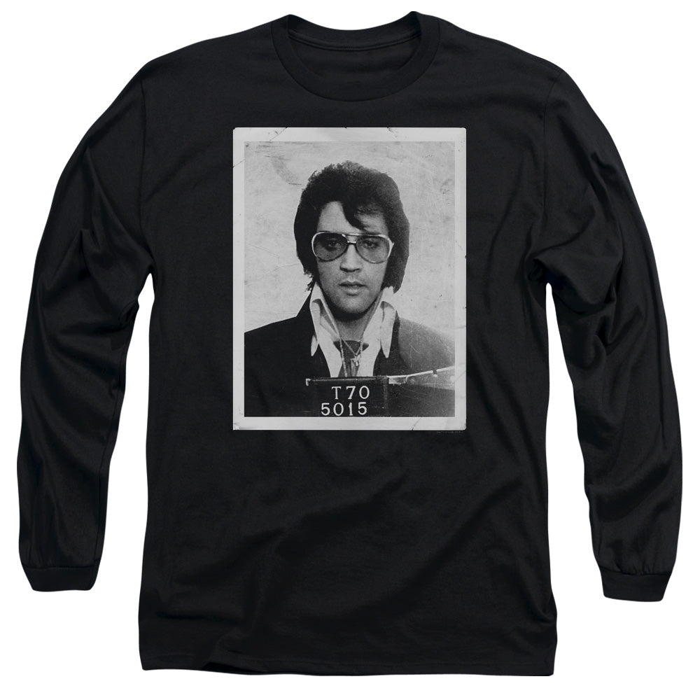 AN OFFCIALLY LICENSED ELVIS PRESLEY FRAMED MEN'S LONG SLEEVE T-SHIRT BLACK